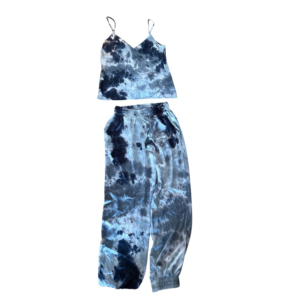 Mijo by Michelle Jonas tie dye silk two piece‎ matching lounge set Boho hippie